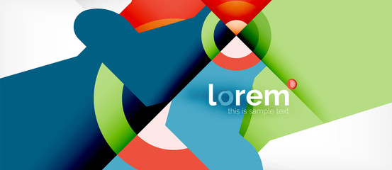 Geometric colorful shapes composition abstract background. Minimal dynamic design