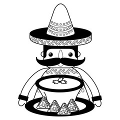 Canvas Print - mexican man with hat and food