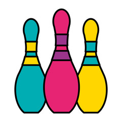 Canvas Print - bowling pins on white background