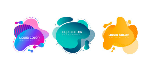 Set of graphic liquid color elements