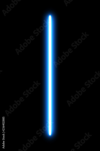 Realistic bright laser beam sword on black background. Tableau sur Toile