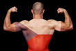 © Виталий Сова - The back of a young athletic man wearing a T-shirt with the national flag of the Czech Republic on a black isolated background. The concept of national pride and patriotism