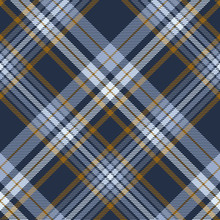 Plaid Pattern In Dusty Blue, Faded Navy And Brown