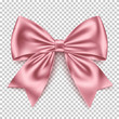 Realistic pink bow isolated on transparent background. 