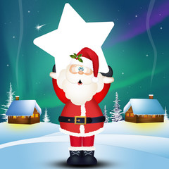 Poster - funny Santa Claus with star