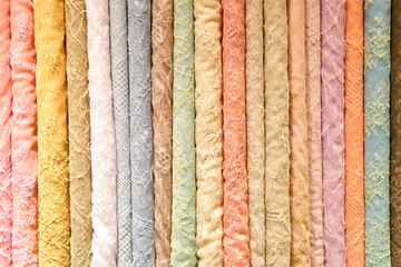 Big choice of lace textile in the shop