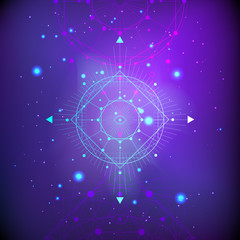 Wall Mural - Vector illustration of Sacred or mystic symbol on abstract background. 