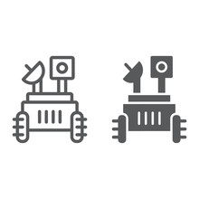 Moon Rover Line And Glyph Icon, Space And Exploration, Space Rover Sign, Vector Graphics, A Linear Pattern On A White Background.