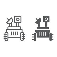 Wall Mural - moon rover line and glyph icon, space and exploration, space rover sign, vector graphics, a linear p