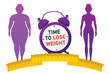 © Margarita - Time to Lose Weight. Weight loss concept. Fat and thin woman.