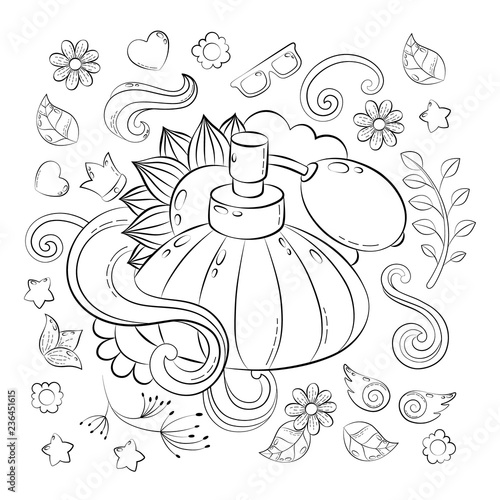 Download Make Up Concept Hand Drawn Cartoon Doodle Illustration Beauty Pattern Illustration For Adult Coloring Book Sketch For Adult Anti Stress Coloring Book Page With Doodle And Zentangle Elements Stock Vector Adobe