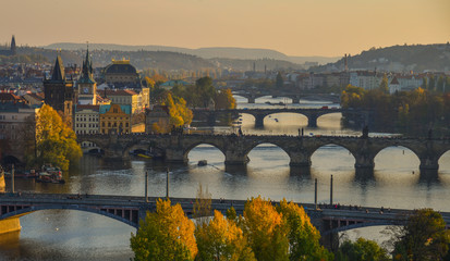 Bridges of Prague over Vltava River