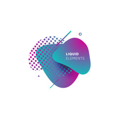Wall Mural - Dynamical colored graphic elements. Gradient abstract banners with flowing liquid shapes. Template for the design of a logo, flyer or presentation. Vector illustration.