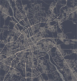 Map of the city of Warsaw, Poland