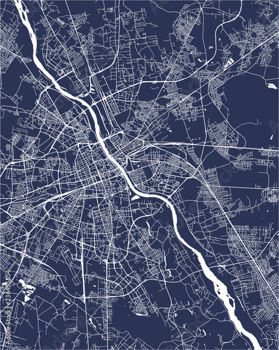 Cuadros en Lienzo Map of the city of Warsaw, Poland