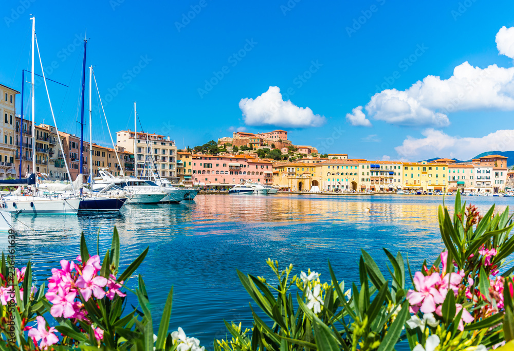 Old town and harbor Portoferraio, Elba island, Italy - obrazy, fototapety, plakaty 