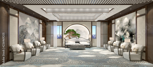 3d Render Of Modern Luxury Hotel Lobby Buy This Stock