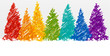 Christmas trees in rainbow colors