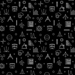 Poster - Stem learning vector dark minimal seamless pattern in thin line style