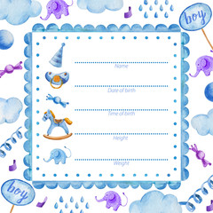 Template poster for newborn baby boy_Baby Shower