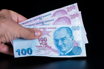 Canvas Print - 100 and 200 Turkish banknotes
