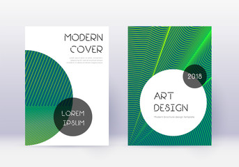 Trendy cover design template set. Green abstract l