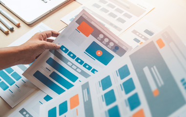 website designer creative planning application developer development draft sketch drawing template l