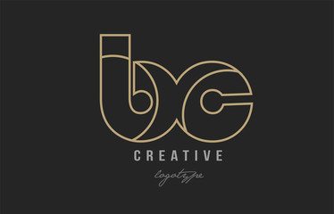 black and yellow gold alphabet letter bc b c logo combination company icon design