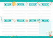 © Xenia800 - Cute weekly planner with hand drawn school elements. Template with place for notes. Vector illustration for print, office, school.