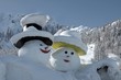Snow snowmen in the Dolomites