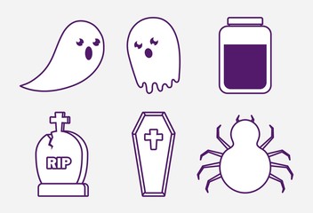 Sticker - halloween celebration set icons