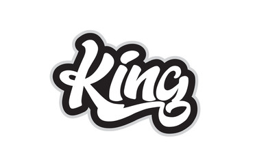 Wall Mural - black and white king hand written word text for typography logo design