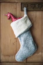 Christmas Stocking And Giftwrapped Unicorn