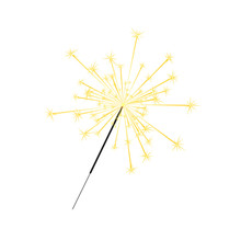 Bengal Or Indian Light Sparkler, Bright Sparks , Bengal Fire Firework Isolated . Salute Element For Celebration Of Holidays And Parties, Weddings And Birthdays.