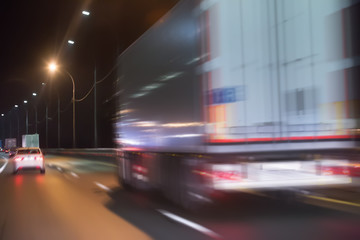 Sticker - truck moves on highway at night