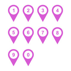 numbers set purple white color isolated vector