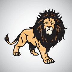 Wild Lion Standing. Vector Illustration