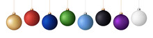 Vector Set Of 8 Realistic New Year (Christmas) Matt Balls (decorations), Different Colors Isolated On White. The Image Was Created Using Gradient Mash. EPS 10.