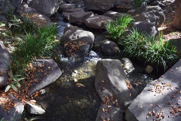 Sticker - stones and flowing water in Japanese garden