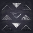 © Lucia Polko - Chalk drawn isosceles obtuse triangle. Geometric figures on chalkboard background.
