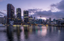 Sydney's Barangaroo Office Towers And City Under Dawn Clouds