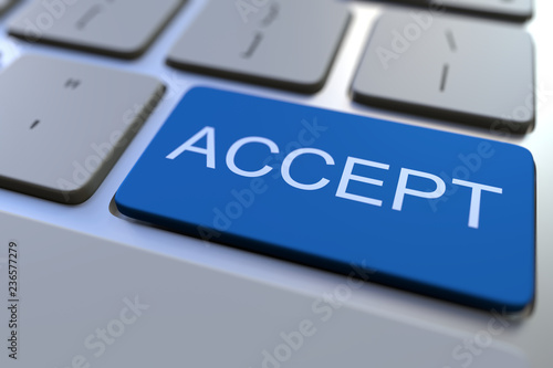 Fotografía ACCEPT key on computer keyboard. 3D rendering