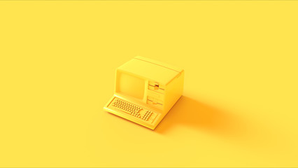 Wall Mural - Yellow Vintage Computer 3d illustration 