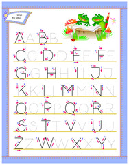 Wall Mural - tracing abc letters for study english alphabet. worksheet for kids. education page for kindergarten.