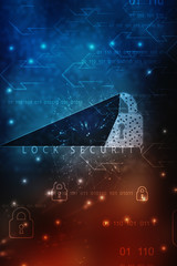 2d illustration Safety concept: Closed Padlock on digital background