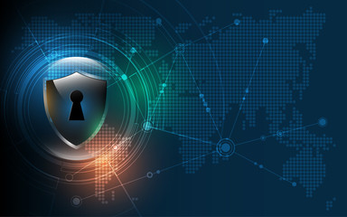 Wall Mural - 3d protected guard shield security concept security cyber digital abstract technology background pro