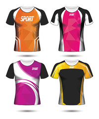 Set of Soccer sport t-shirt layout design poly template and polo shirt vector illustration