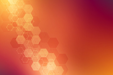 Geometric background texture with molecular structures and chemical engineering. Abstract background of hexagons pattern. Vector illustration for medical or scientific and technological modern design.