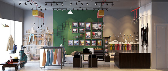 3d render fashion shop interior
