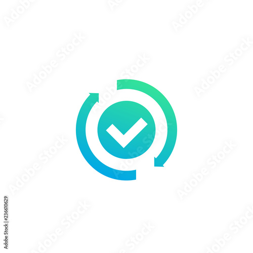 Cuadros en Lienzo exchange, convertation completed icon with checkmark and arrows